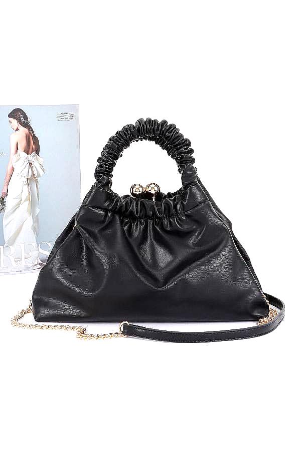 Soft, gathered, Faux Leather Bag in Leopard Print