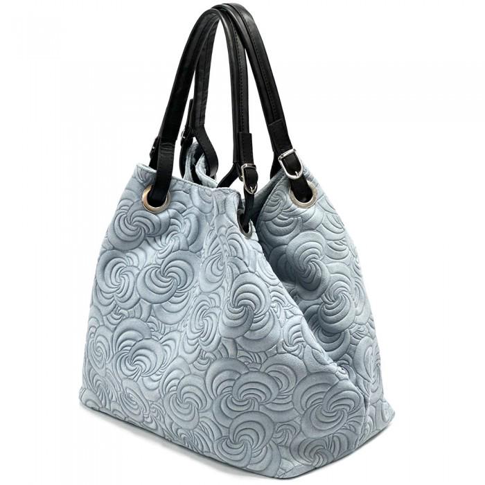 Embossed Leather Tote Bag: Slouchy Italian Shoulder Bag