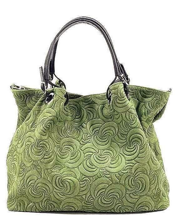 Embossed Leather Tote Bag: Slouchy Italian Shoulder Bag