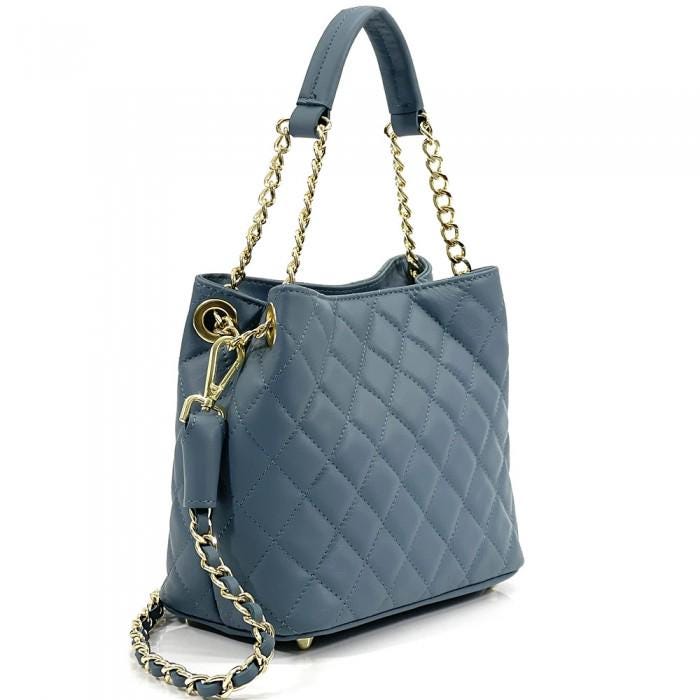 Quilted Leather Tote Bag: Designer-Inspired Shoulder Bag, Made in Italy