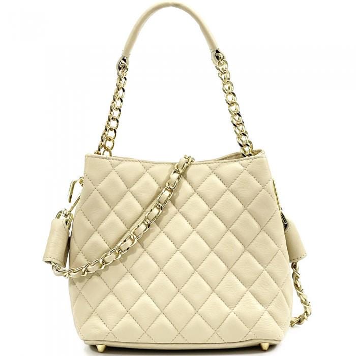 Quilted Leather Tote Bag, Made in Italy, Free Shipping
