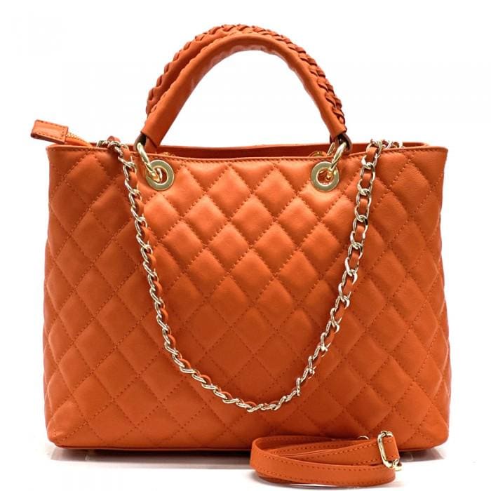 Quilted, Diamond Shape, Leather Tote, Made in Italy, Free Shipping to the US