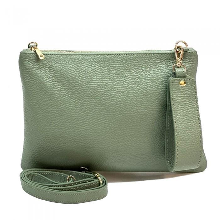 Pebbled Leather Crossbody Clutch: Handmade Italian Pouchette