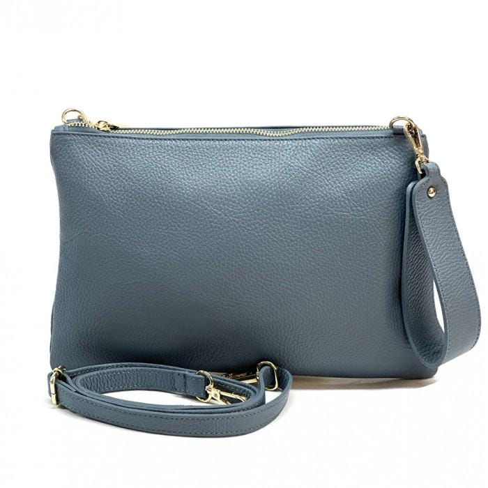 Pebbled Leather Crossbody Clutch: Handmade Italian Pouchette