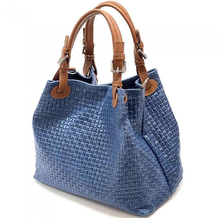 Woven Textured Leather Tote Bag: Handmade Italian Shoulder Bag