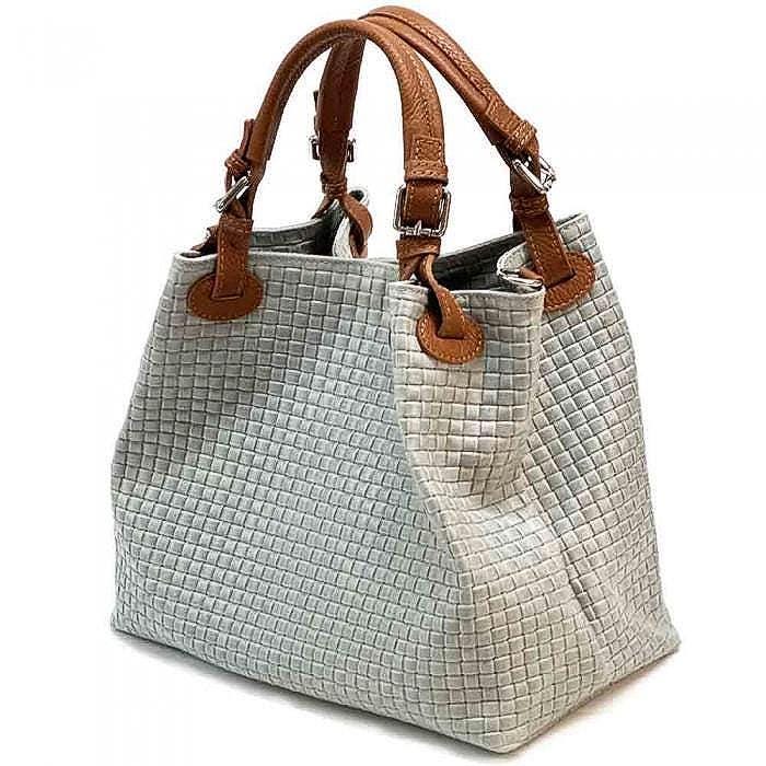 Woven Textured Leather Tote Bag: Handmade Italian Shoulder Bag