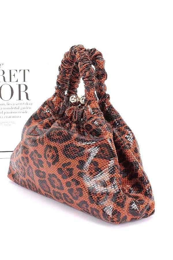 Soft, gathered, Faux Leather Bag in Leopard Print