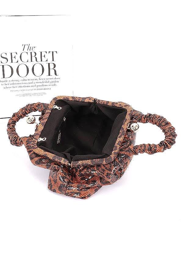 Soft, gathered, Faux Leather Bag in Leopard Print