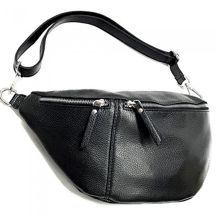 Handmade Italian Leather Sling Bag, Pebbled Bum Bag Pouch