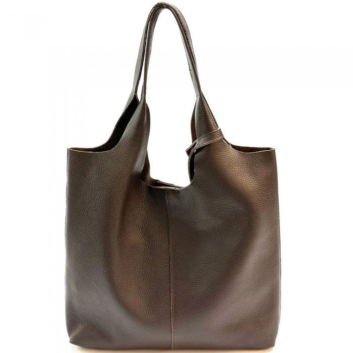 Classic, Soft, Premium Leather Tote Bag with separate pouch, Handmade in Italy, Free Shipping to the US