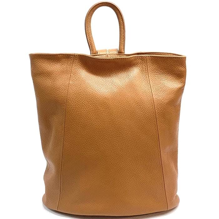 Pebbled Leather Convertible Backpack Shoulder Bag - Handmade Italian Design