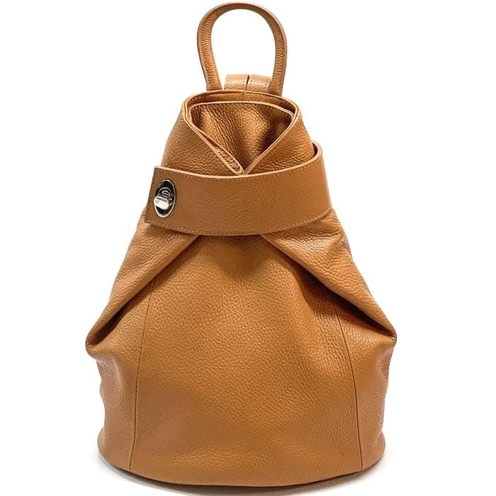 Pebbled Leather Convertible Backpack Shoulder Bag - Handmade Italian Design