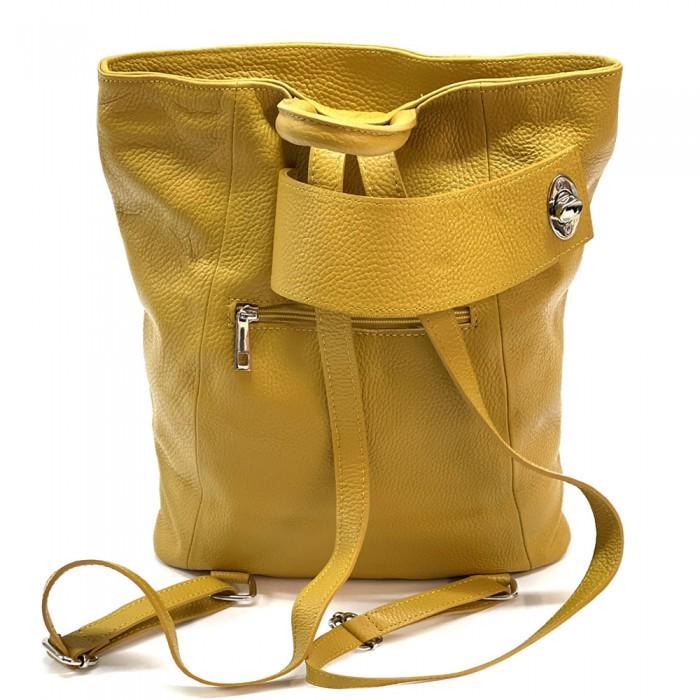 Pebbled Leather Convertible Backpack Shoulder Bag - Handmade in Italy