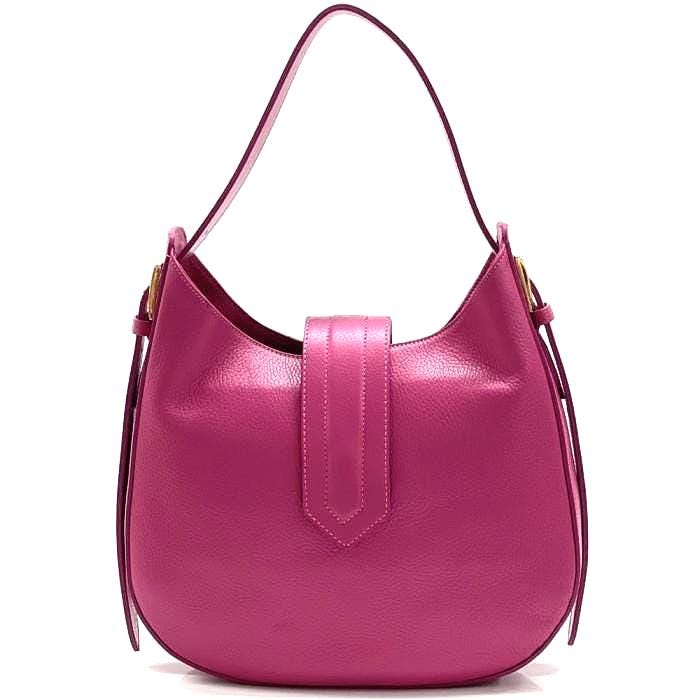 Handmade Full-Grain Pebbled Leather Shoulder Bag: Classic Italian Flap