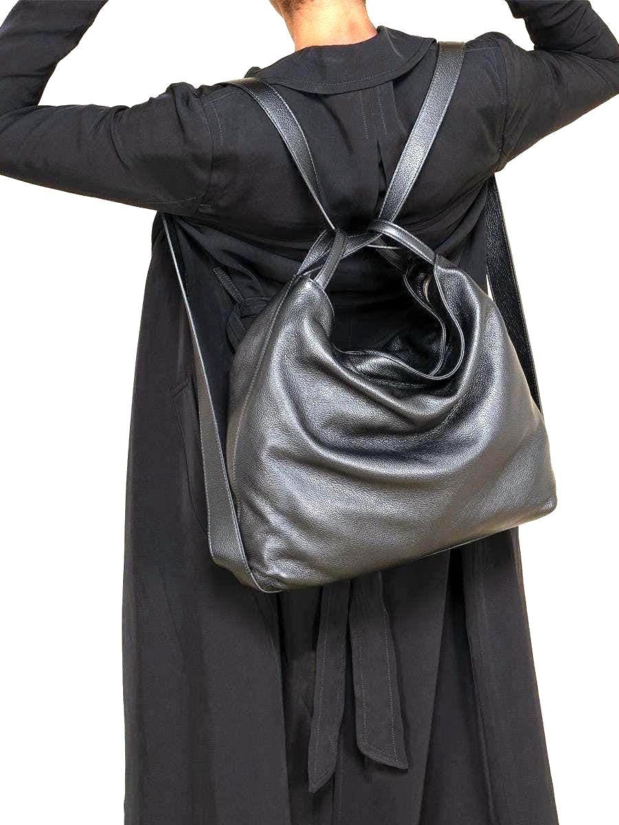 Convertible Italian Leather Backpack: Shoulder Bag, Travel Bag