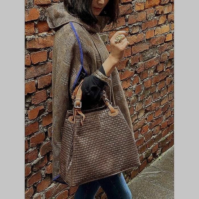 Woven Leather Hobo Bag: Full Grain Italian Cowhide, Handmade