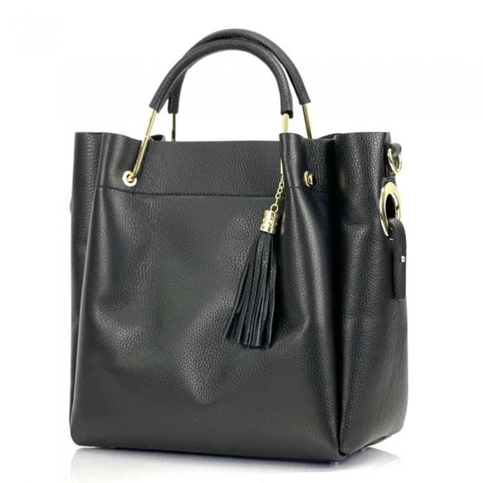 Handmade Pebbled Leather Tote Bag: Italian Craftsmanship, Free US Shipping
