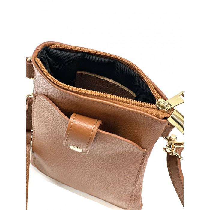 Pebbled Leather Phone Crossbody Bag: Handmade Italian Leather