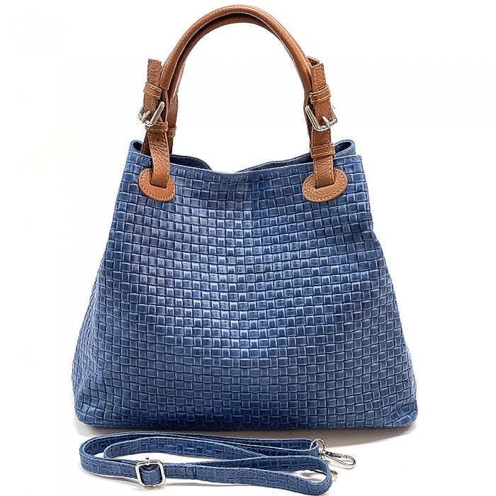 Woven Textured Leather Tote Bag: Handmade Italian Shoulder Bag