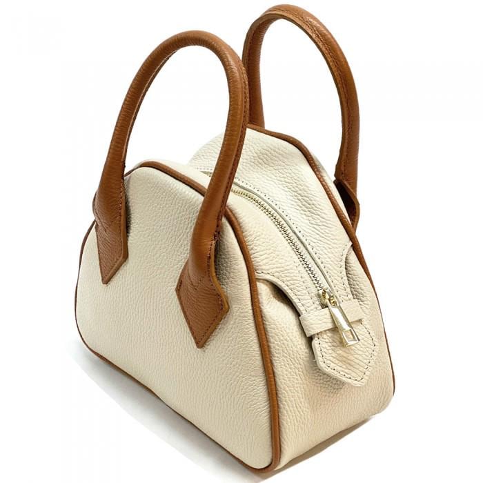 Mini Pebbled Leather Bowling Bag: Italian Handcrafted Handbag