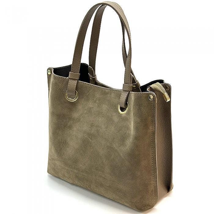 Italian Suede and Leather Tote Bag: Handmade Classic Design