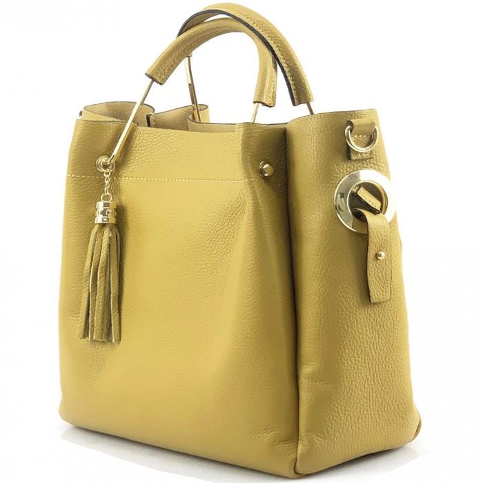 Handmade Pebbled Leather Tote Bag: Italian Craftsmanship, Free US Shipping
