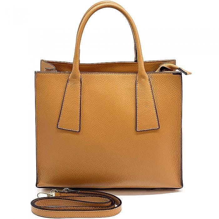 Handmade Pebbled Leather Tote: Classic Italian Design, Gold Hardware