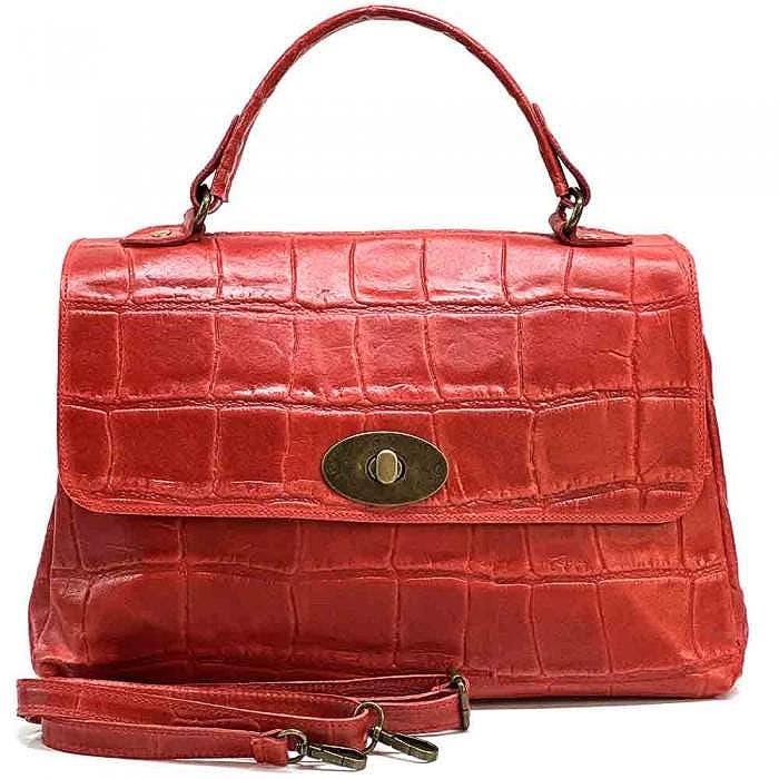 Stamped Leather Messenger Bag: Handmade Italian Crossbody