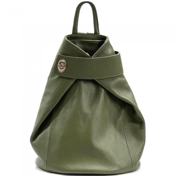 Pebbled Leather Convertible Backpack Shoulder Bag - Handmade Italian Design