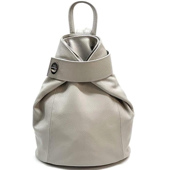 Pebbled Leather Convertible Backpack Shoulder Bag - Handmade Italian Design
