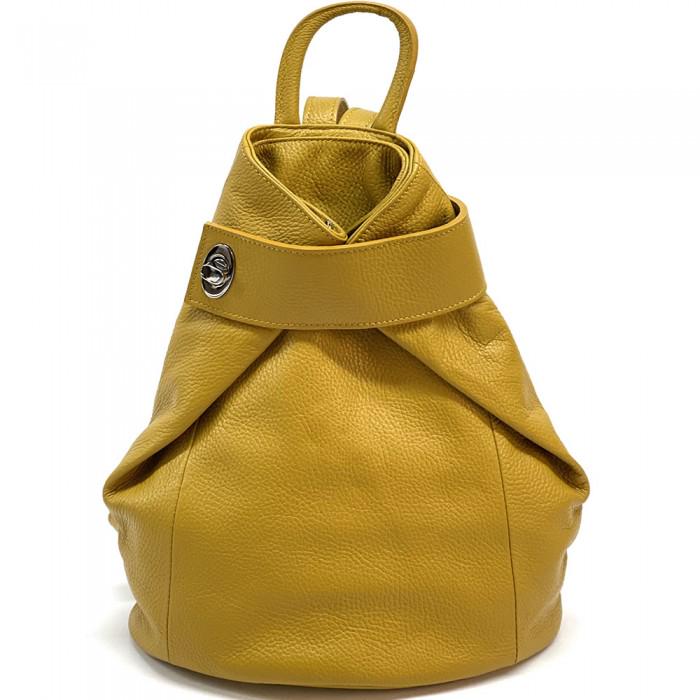 Pebbled Leather Convertible Backpack Shoulder Bag - Handmade in Italy