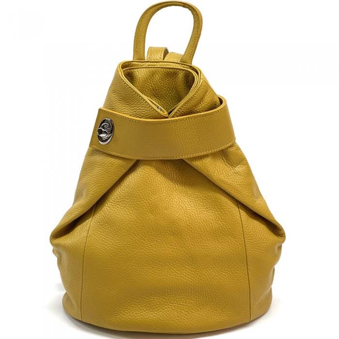Pebbled Leather Rucksack/Shoulder Bag - Handmade in Italy