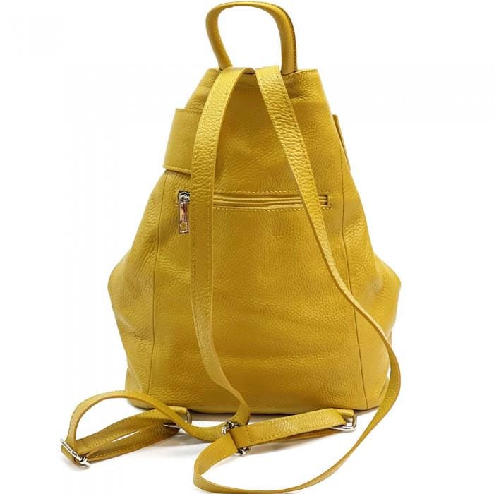 Pebbled Leather Convertible Backpack Shoulder Bag - Handmade in Italy