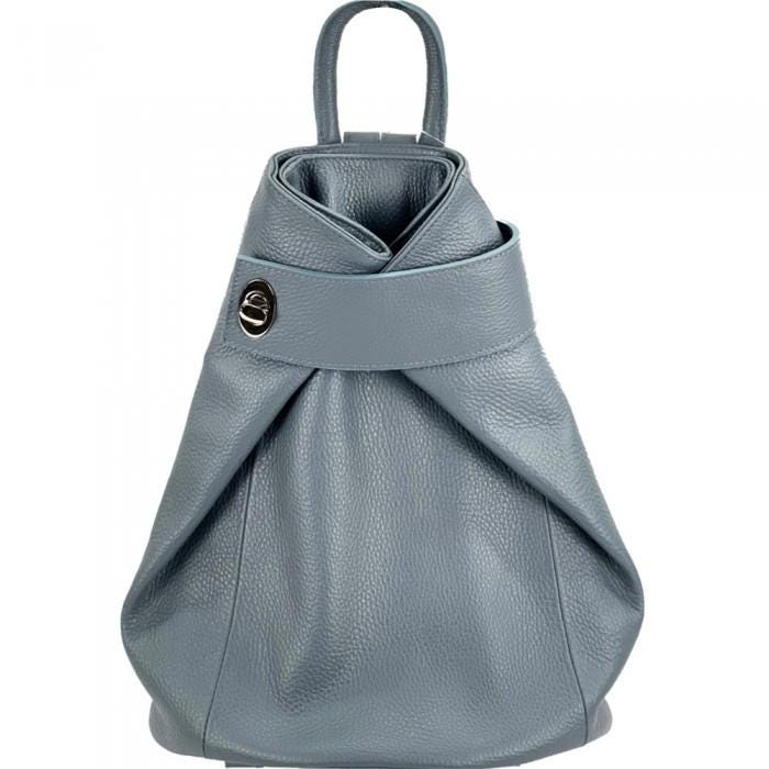 Pebbled Leather Convertible Backpack Shoulder Bag - Handmade in Italy
