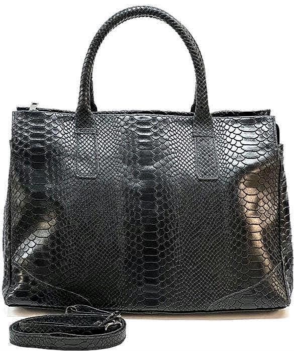 Python Printed Luxurious Leather Tote Bag, Unique and Bold Design, Handmade in Italy