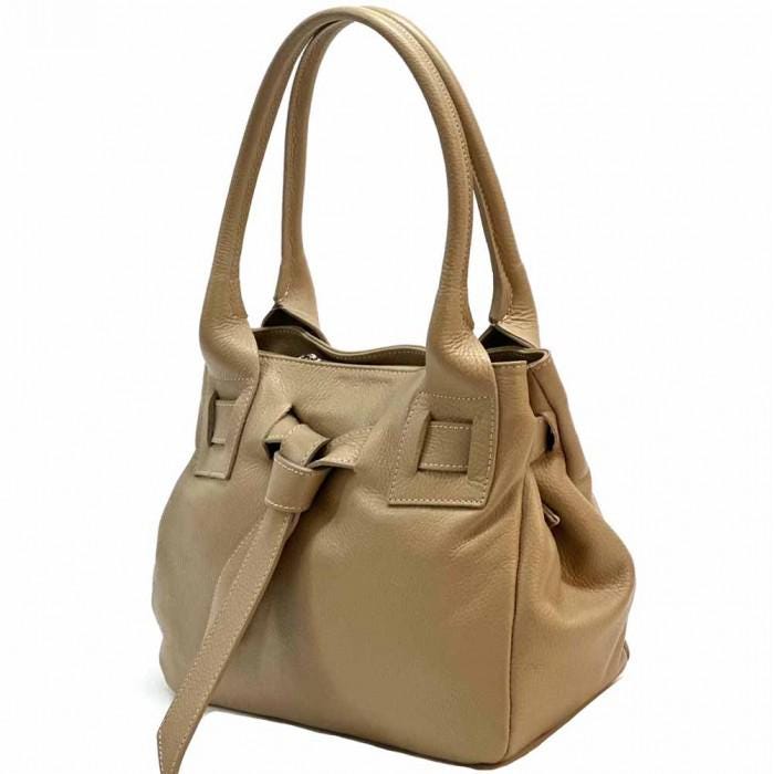 Pebbled Leather Tote Bag: Handmade Italian Shoulder Bag