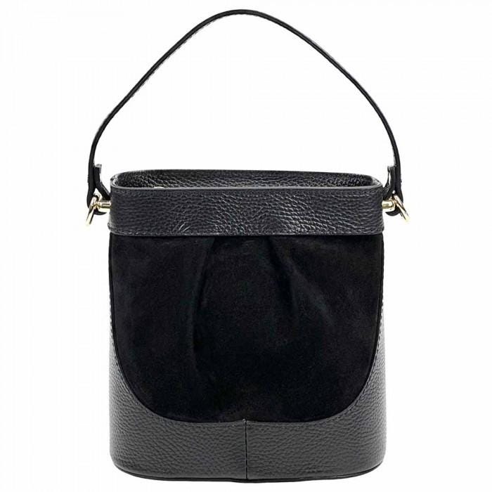 Handmade Leather & Suede Bucket Bag - Made in Italy