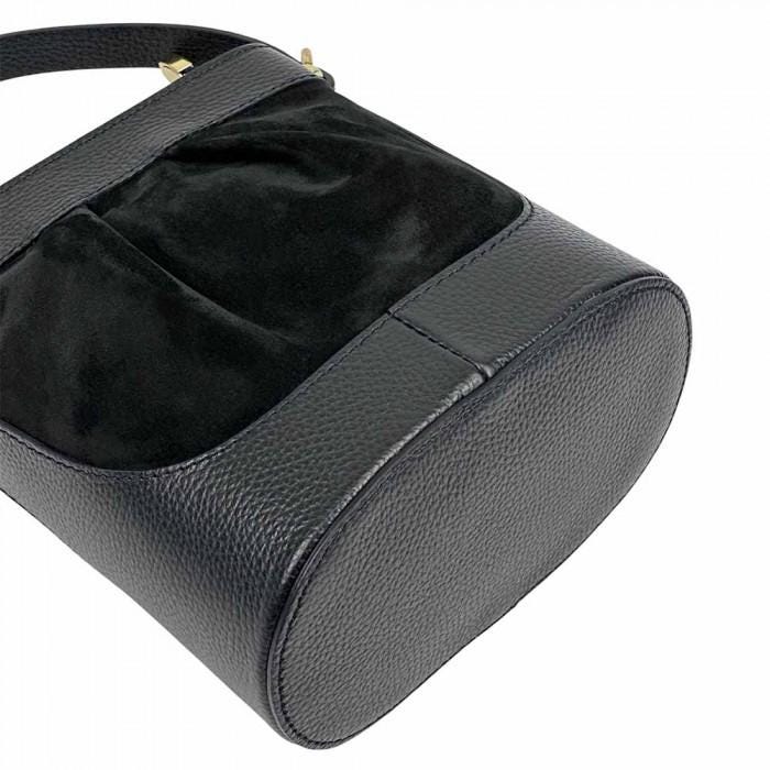 Handmade Leather & Suede Bucket Bag - Made in Italy