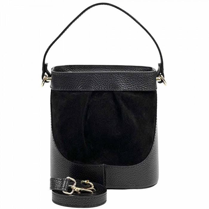 Handmade Leather & Suede Bucket Bag - Made in Italy
