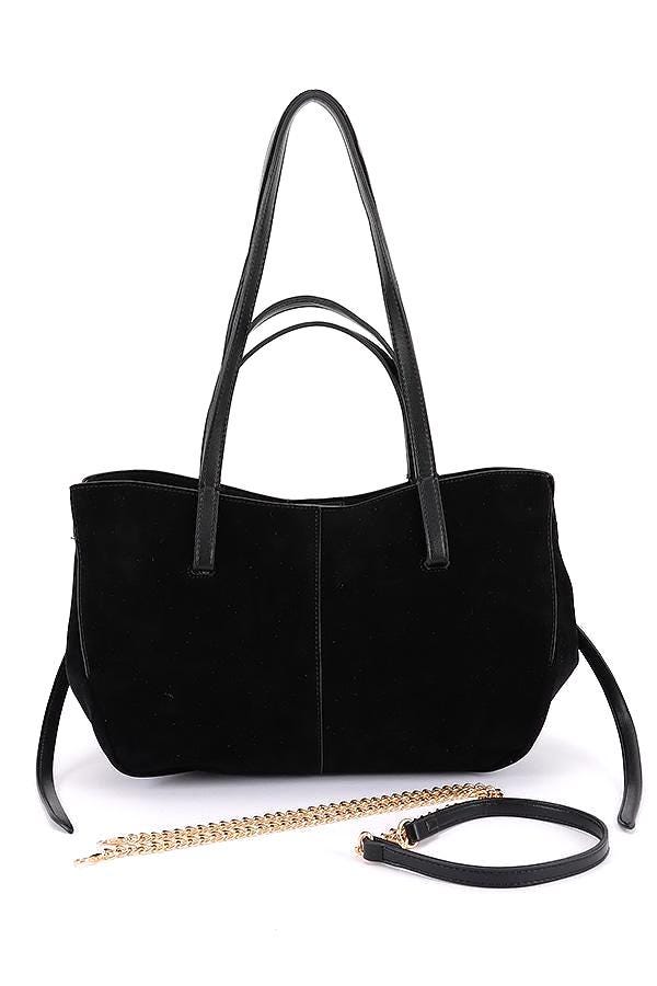 Vegan Suede Shoulder Bag with Chain Strap - 5 Colors