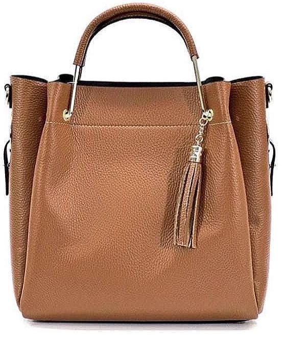 Handmade Pebbled Leather Tote Bag: Italian Craftsmanship, Free US Shipping