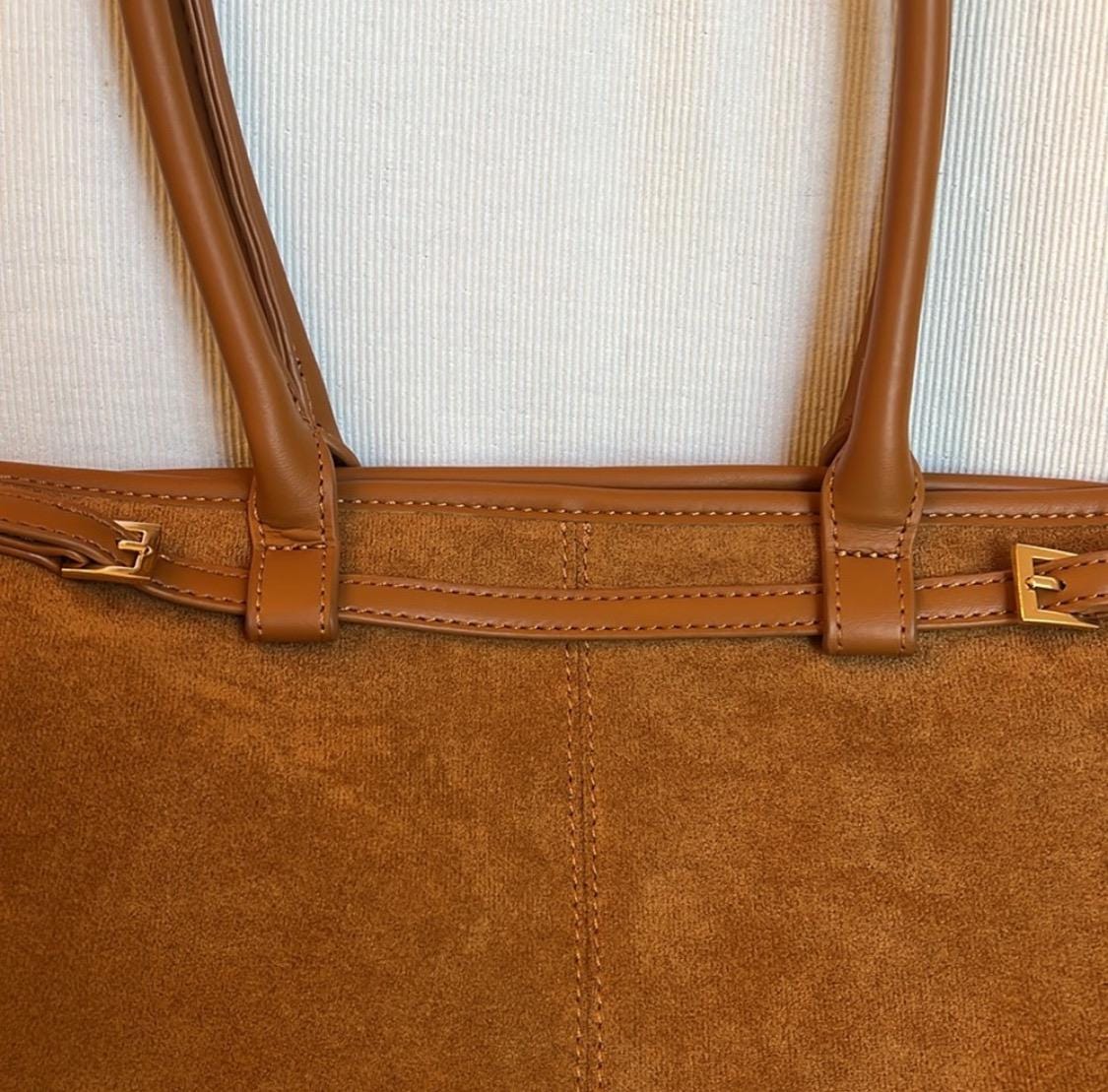 Toffee Vegan Suede Satchel Shoulder Bag