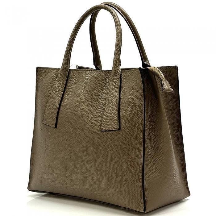 Handmade Pebbled Leather Tote: Classic Italian Design, Gold Hardware