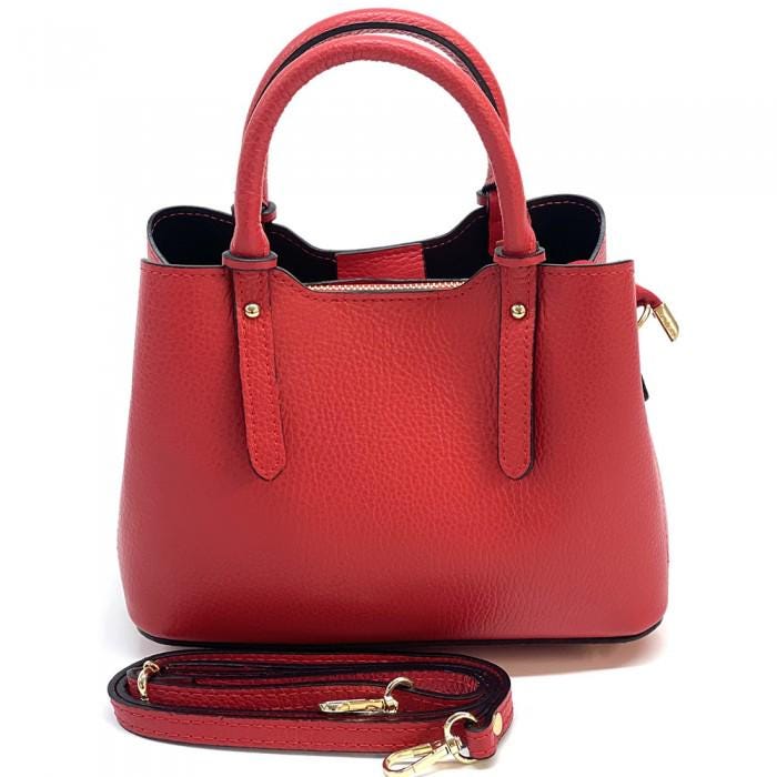 Pebbled Leather Tote Bag: Handmade Italian Cowhide, Gold Hardware