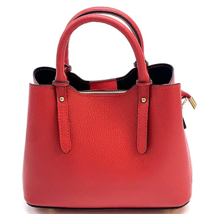 Pebbled Leather Tote Bag: Handmade Italian Cowhide, Gold Hardware