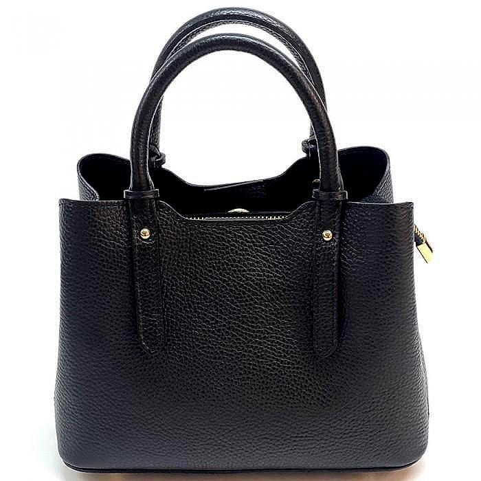 Pebbled Leather Tote Bag: Handmade Italian Cowhide, Gold Hardware