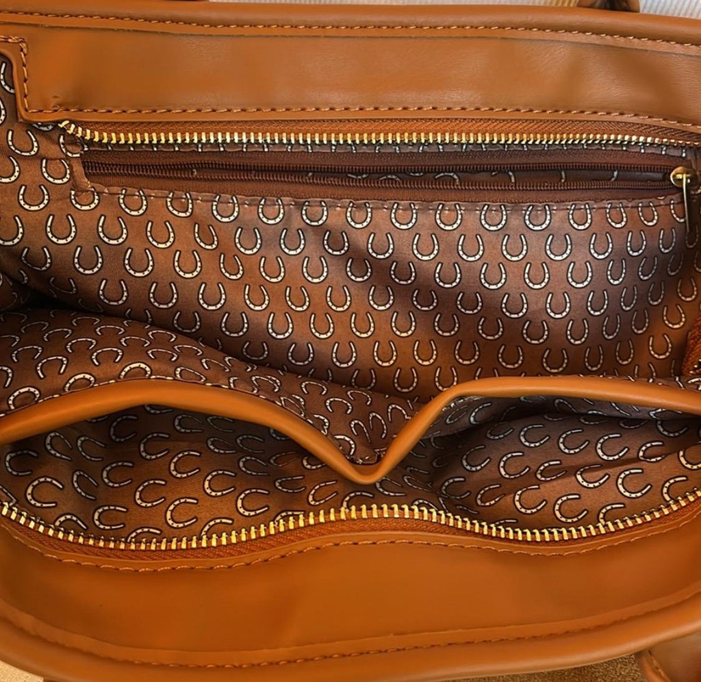 Toffee Vegan Suede Satchel Shoulder Bag