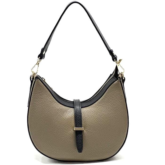 Pebbled Leather Hobo Bag: Handmade Italian Structured Shoulder Bag