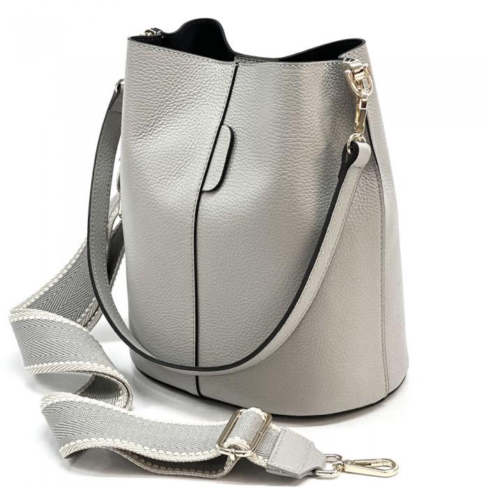 Pebbled Leather Bucket Bag: Handmade Italian Crossbody Shoulder Bag