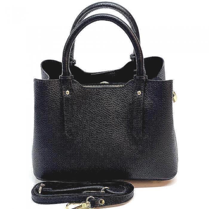 Pebbled Leather Tote Bag: Handmade Italian Cowhide, Gold Hardware